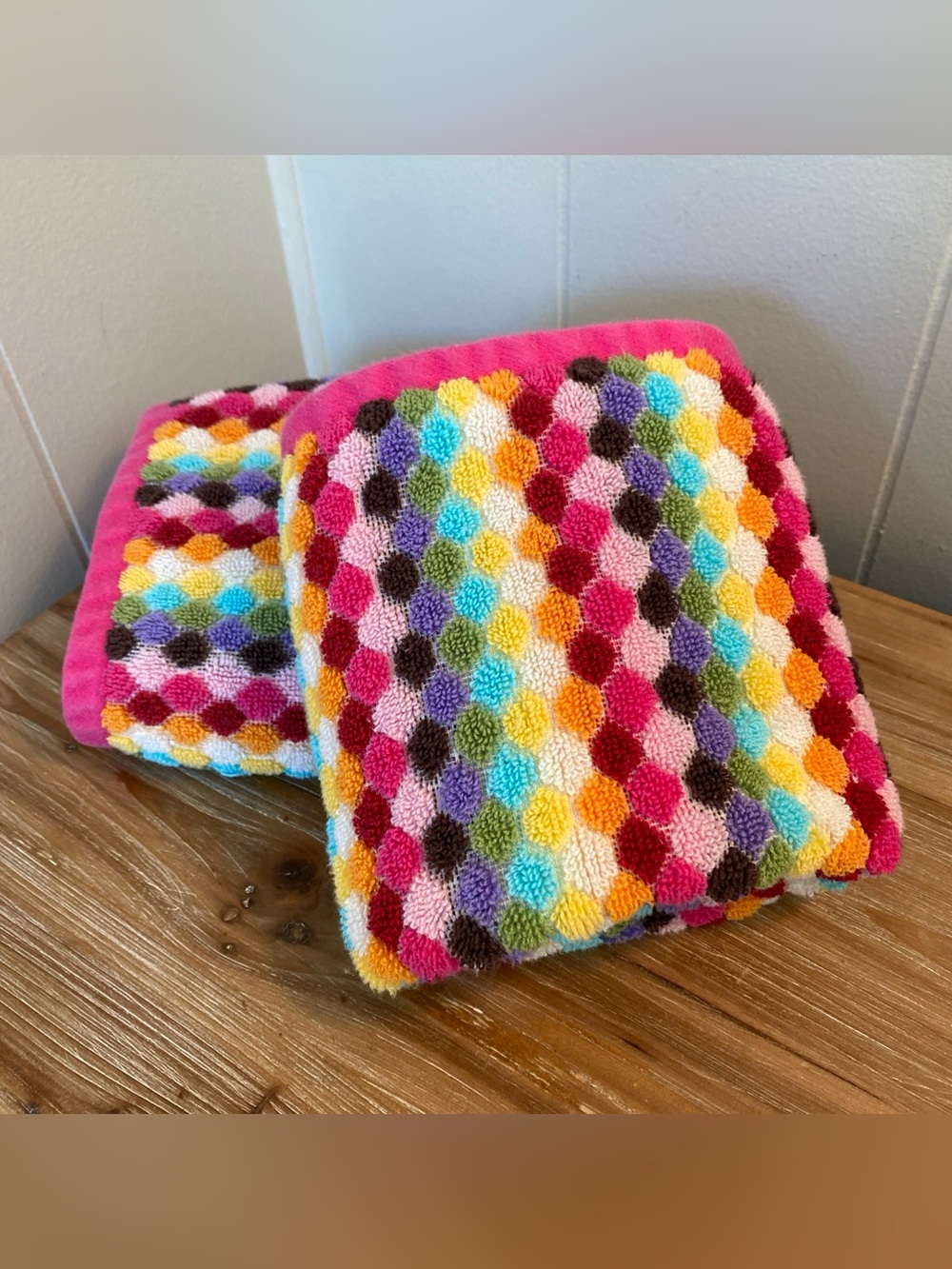 Peri Home Textured Rainbow Diamond Pattern Hand Towel Turkish Cotton Terry PAIR
